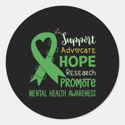 Draag Groen Mental Health Awareness Support Squad Ronde Sticker (Voorkant)