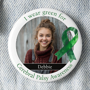 Draag Groen voor foto ter bewustwording van cerebr Ronde Button 5,7 Cm