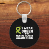 Draag groen voor mentale gezondheid bewustwording  sleutelhanger (Voorkant)