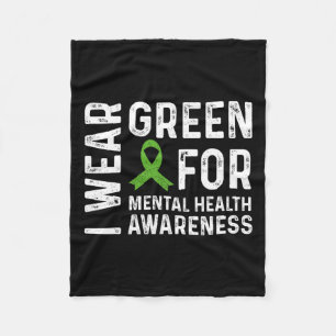 Draag groen voor mentale gezondheidsbewustzijn maa fleece deken