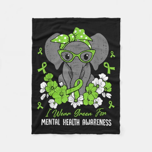 Draag groen voor mentale gezondheidsbewustzijn Oli Fleece Deken (Voorkant)