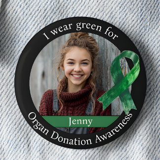 Draag Groen voor Orgaan Donatie Bewustwording Foto Ronde Button 5,7 Cm