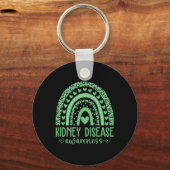 Draag Groene Nierziekte Bewustzijn Maand Leopard Sleutelhanger (Voorkant)