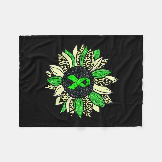 Draag Groene Zonnebloem Nierziekte Awareness Warr Fleece Deken (Voorkant (Horizontaal))