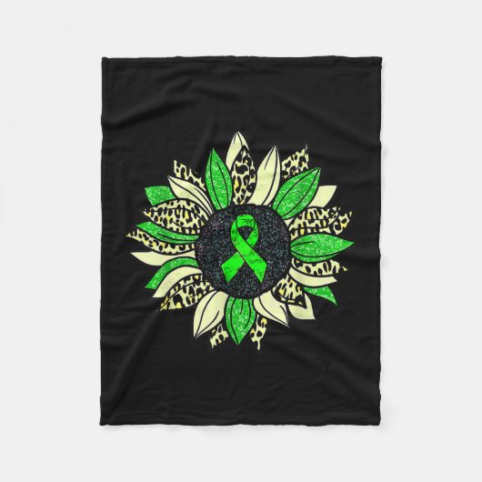 Draag Groene Zonnebloem Nierziekte Awareness Warr Fleece Deken (Voorkant)
