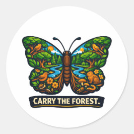 Draag het bos vlinder ecosysteem natuur  ronde sticker