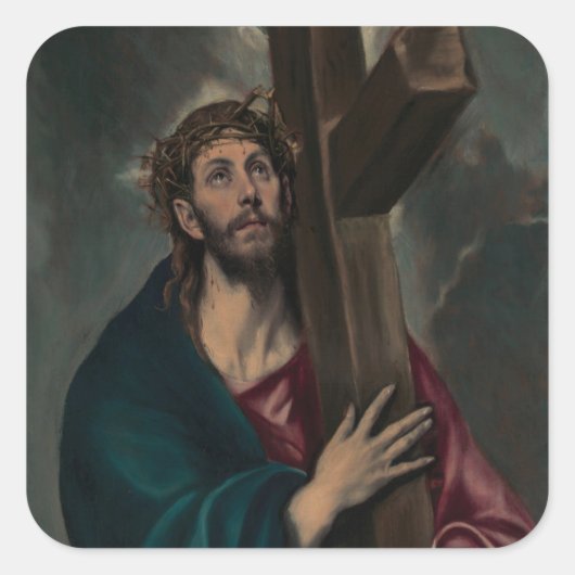 Draag het Kruis Vierkante Sticker (Voorkant)