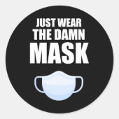 Draag het masker ronde sticker (Voorkant)