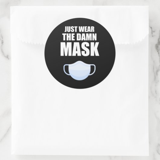 Draag het masker ronde sticker (Tas)