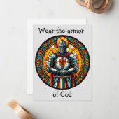 Draag het pantser van God, een wapendrager Christe Notitiekaartje (Voorkant / Achterkant in situ)