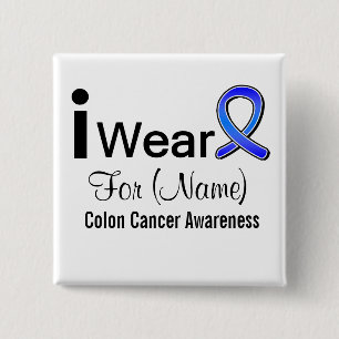 Draag ik een Colon Cancer Ribbon Vierkante Button 5,1 Cm