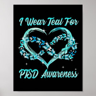 Draag Ik heb Blauwgroen voor PTSS Awareness Heart  Poster