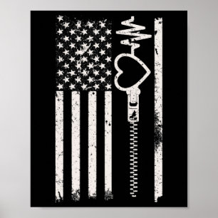 Draag in februari Amerikaanse vlag voor hartziekte Poster