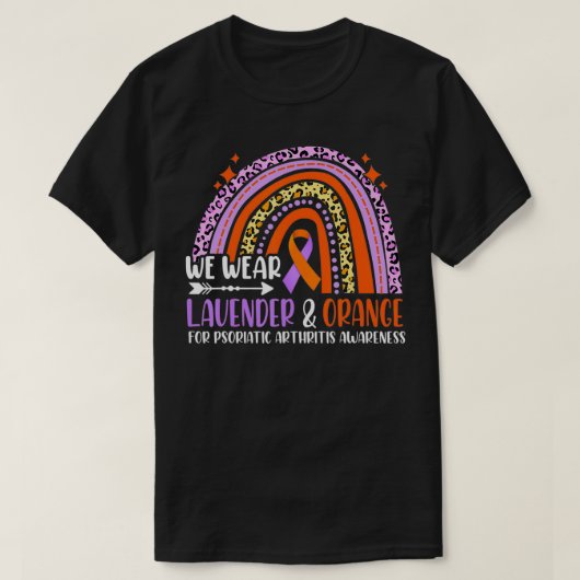 Draag lavender Oranje regenboogschieten Artritis A T-shirt (Design voorkant)