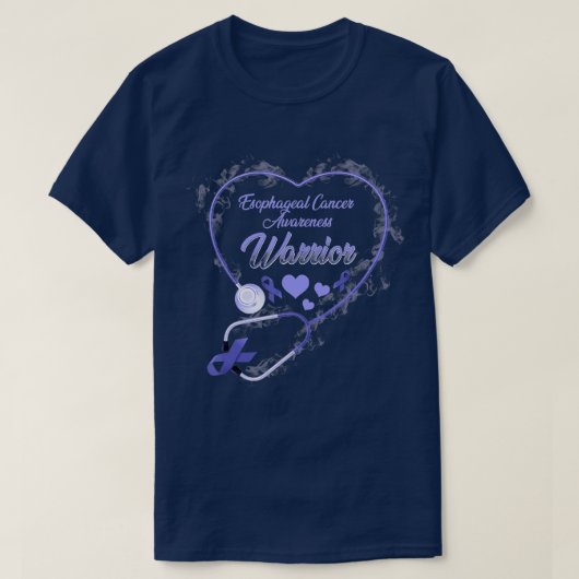 Draag Lavender Stethoscope Esophageal Cancer Aware T-shirt (Design voorkant)
