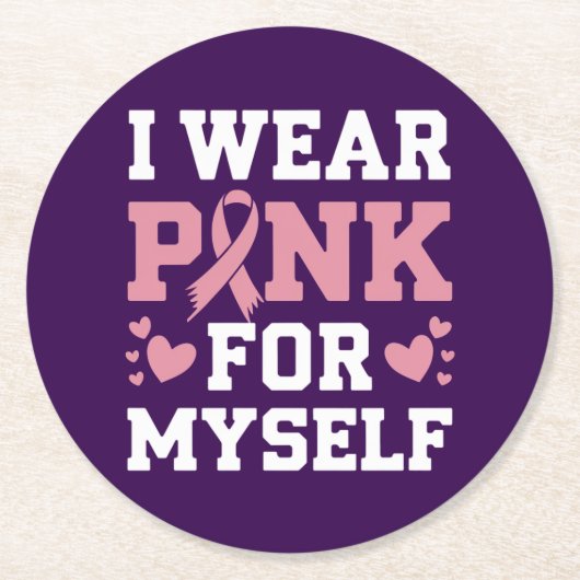 Draag mezelf roze ronde kartonnen onderzetter (Voorkant)