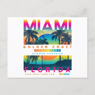 Draag Miami Florida T shirten Miami Colorful Sunri Feestdagenkaart