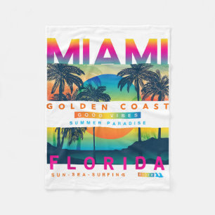 Draag Miami Florida T shirten Miami Colorful Sunri Fleece Deken