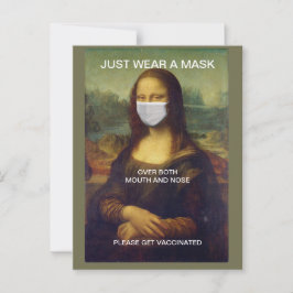 DRAAG NET EEN MASKMONA LISA BRIEFKAART