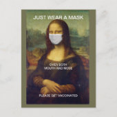 DRAAG NET EEN MASKMONA LISA BRIEFKAART (Voorkant)