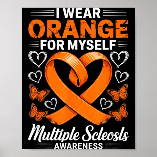 Draag oranje ms warrior multiple sclerose poster (Voorkant)