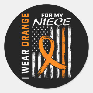 Draag Oranje nichtje multiple sclerose MS vlaggesc Ronde Sticker