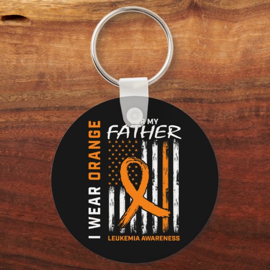 Draag Oranje Vader Vader Leukemie Bewustzijn Ameri Sleutelhanger (Voorkant)