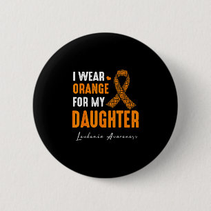 Draag oranje voor leukemie kanker bij dochter matc ronde button 5,7 cm