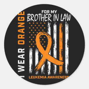 Draag Oranje zwager in de wet Leukemie Bewustzijn  Ronde Sticker