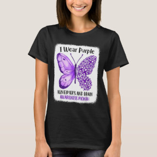 Draag paars alzheimer en hersenbewustzijn maand t-shirt