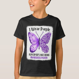 Draag paars alzheimer en hersenen bewustzijn maand t-shirt