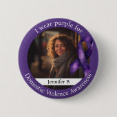 Draag Paars voor bewustwording van Huiselijk Gewel Ronde Button 5,7 Cm (Voorkant)