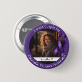 Draag Paars voor bewustwording van Huiselijk Gewel Ronde Button 5,7 Cm (Voorkant /achterkant)