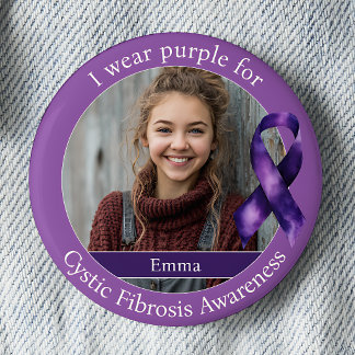 Draag Paars voor Cystic Fibrose Bewustzijn Foto Ronde Button 5,7 Cm