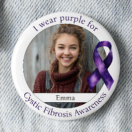 Draag Paars voor Cystische Fibrose Bewustzijn Foto Ronde Button 5,7 Cm