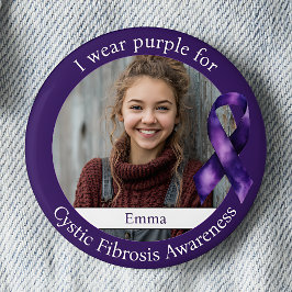 Draag Paars voor Cystische Fibrose Bewustzijn Foto Ronde Button 5,7 Cm