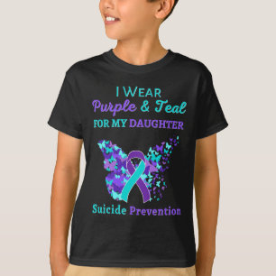 Draag Paarse en Blauwgroen voor mijn dochter zelfm T-shirt