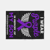 Draag Paarse herinnering aan mijn zoon overdosis c Fleece Deken (Voorkant (Horizontaal))