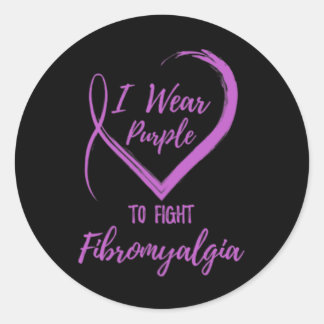 Draag Paarse tegen fibromyalgie Ronde Sticker