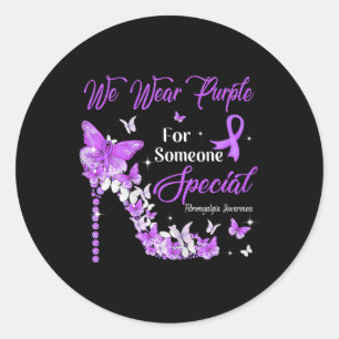 Draag Paarse vlinders Fibromyalgie bewustzijn Ronde Sticker