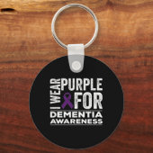 Draag Paarse voor dementie bewustzijn Alzheimerhei Sleutelhanger (Voorkant)