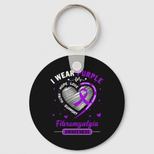 Draag Paarse voor Fibromyalgia Awareness Ribbon 1 Sleutelhanger