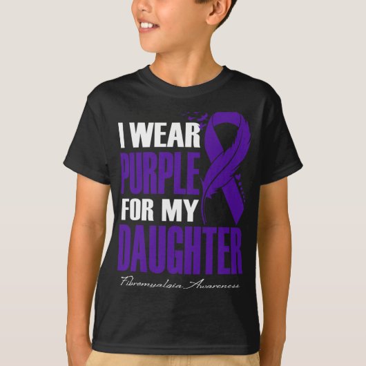 Draag Paarse voor mijn dochterfibromyalgie bewustz T-shirt (Voorkant)