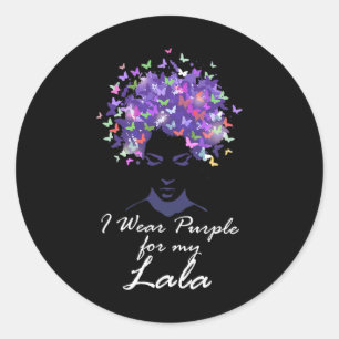 Draag Paarse Voor Mijn Lala Moeder Steun Alzheimer Ronde Sticker
