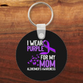 Draag Paarse voor mijn moeder Alzheimer's Awarenes Sleutelhanger (Achterkant)