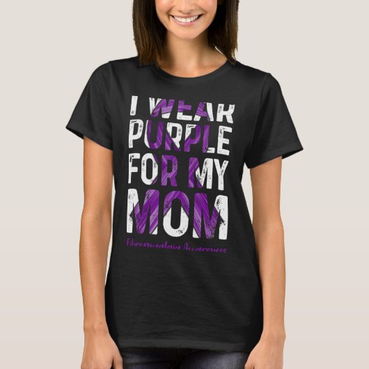 Draag Paarse voor mijn moeder - fibromyalgie bewus T-shirt (Voorkant)