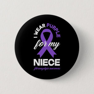 Draag Paarse voor mijn nichtje fibromyalgie bewust Ronde Button 5,7 Cm