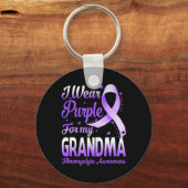 Draag Paarse voor mijn oma fibromyalgie bewustzijn Sleutelhanger (Voorkant)