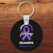 Draag Paarse voor mijn opa fibromyalgie bewustzijn Sleutelhanger (Voorkant)