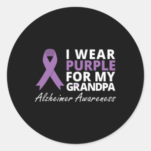 Draag Paarse voor mijn opa lint familie liefde Ronde Sticker